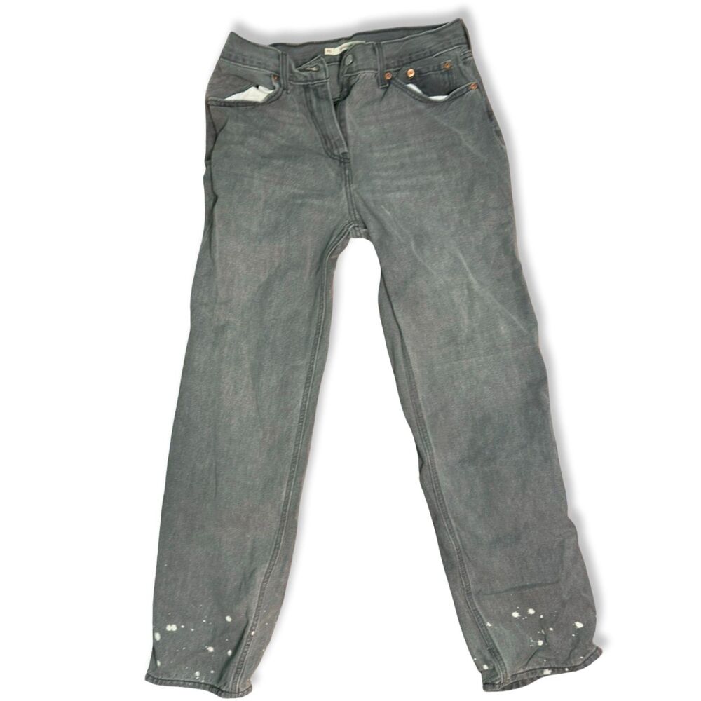 Levi's Low Pro Straight Jeans 29 - Grey Sage Wash Bleach Splatter Y2K